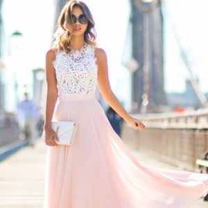 Pink and white lace dress